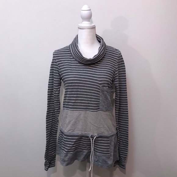 Anthropologie Saturday Sunday Striped Sweater Sweatshirt Drawstring Medium - Picture 9 of 9